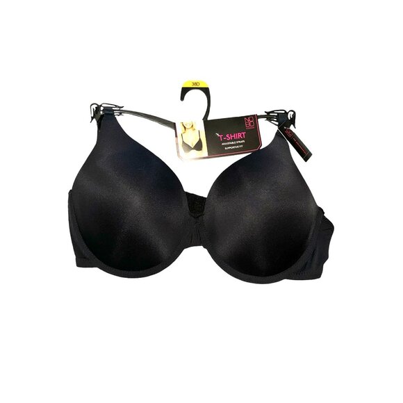 No Boundaries Black T-Shirt Bra 38D With Adjustable Straps & Hook Closure - Picture 2 of 5